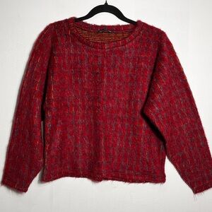 Zara Red and Gray Crew Neck Sweater
